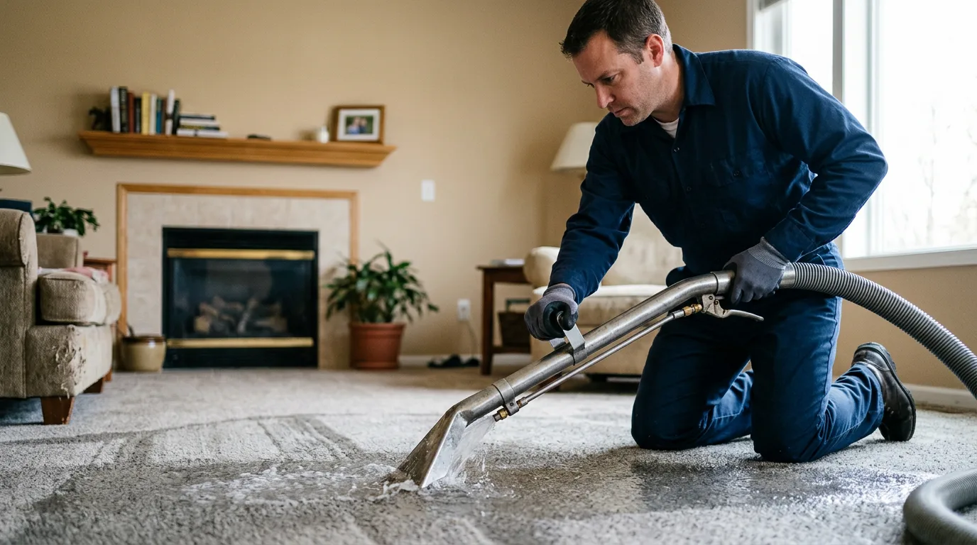Water damage restoration technician working near Lewisville, AR